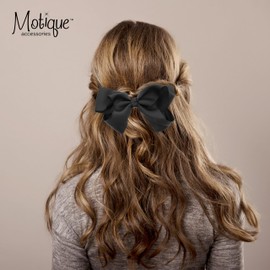 5.5 Inch Grosgrain Hair Bow Clip For Woman And Girls (Black)