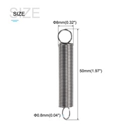 METALLIXITY Extension Spring (0.8x8x50mm/0.04"x0.32"x1.97") 5Pcs, 304 Stainless Steel Tension Spring Wire - for Home Repair Construction Machinery