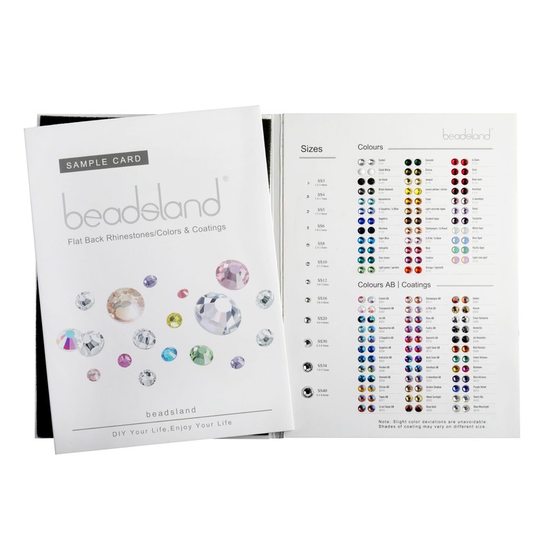 Beadsland Flat Back Rhinestones Sample Card Color Chart