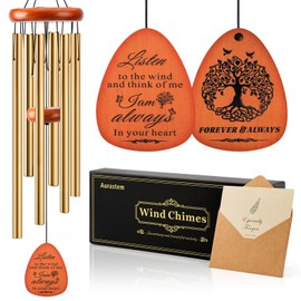Memorial Wind Chimes for Loss of Loved One, Windchimes in Memory of a Loved One Outdoor Remembrance/Condolences/Sympathy/Bereavement Gifts for Loss of Mother Father Husband, 32" Gold
