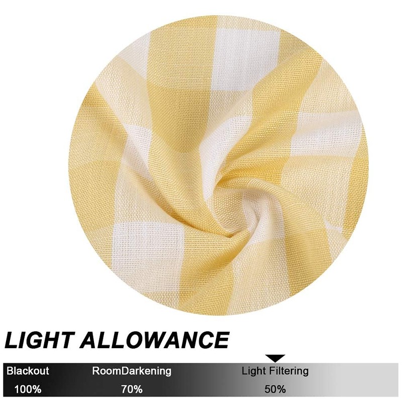 Bapawfish Yellow White Cafe Kitchen Curtains 45 Inches Length, Buffalo