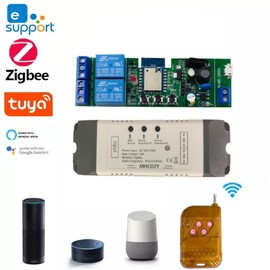 MHCOZY 2 Channel 5V 85-250V ZigBee Smart Relay Switch,Adjustable Selflock and Momentary Working Mode,Works with SmartThings, Alexa, Google Home (ZigBee Hub Required)