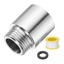 sourcing map Shower Head Extension Arm 30mm Length 201 Stainless Steel Shower Head Extender G1/2 Male to G1/2 Female Thread Straight Pipe Fitting Pipe Extension for Bathroom, Silver Tone