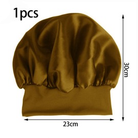 Silk Bonnet Sleeping Cap, Satin Hair Cap, Bonnet, Sleep Cap, Night Hat, Breathable Headwear for Curly Hair, Sleeping Cap, Silk Headcap, Golden