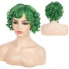 Baruisi Short Curly Green Wigs for Women Synthetic Natural Wavy