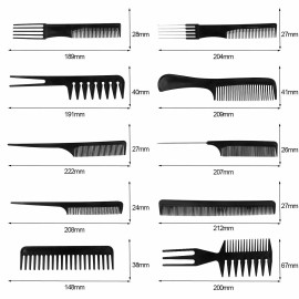 INTSUPERMAI 10Pcs Salon HairStyling Hairdressing Plastic Barbers Brush Combs Set