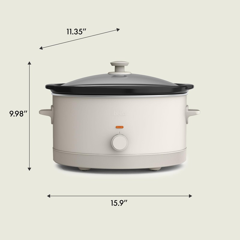 bella 6.0 Qt Manual Slow Cooker, EverGood™ Ceramic Nonstick Coating,