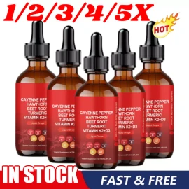 1-5X Cayenne Pepper Hawthorn Beet Root Turmeric Vitamin K2+D3 Liquid Drops ;