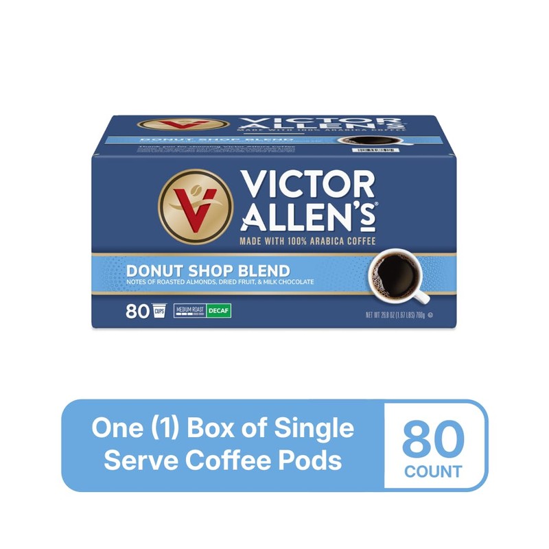 Victor Allen's Coffee Decaf Donut Shop Blend, Medium Roast, 80