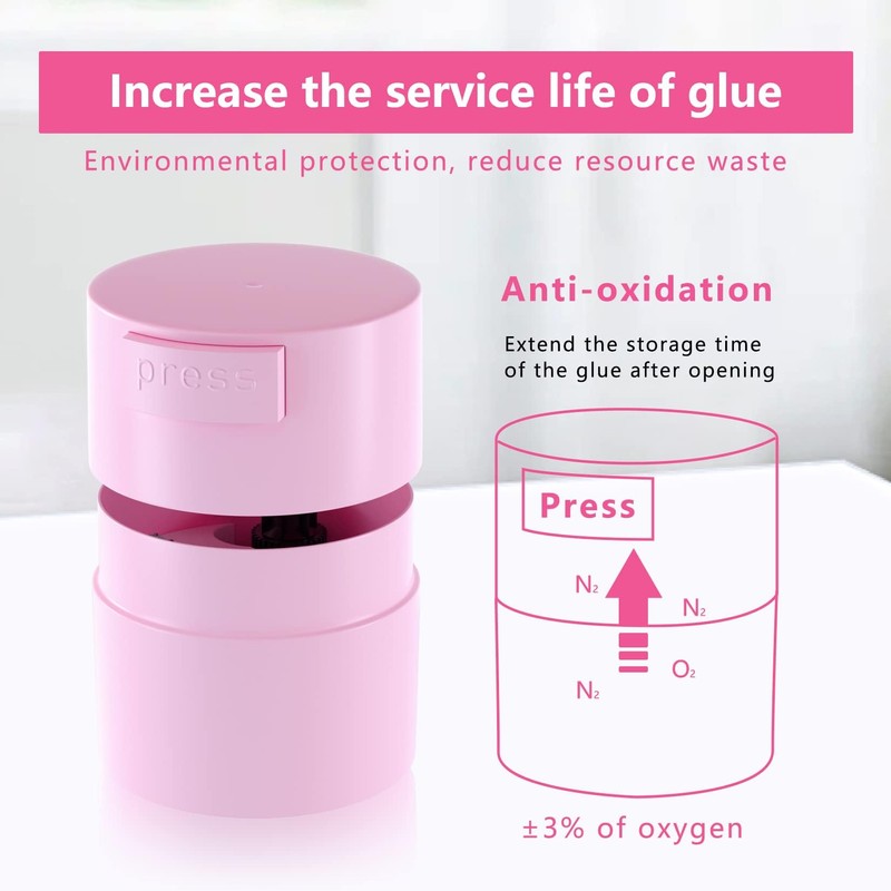 Buqikma Eyelash Glue Storage Container, Pink Sealing Extension Eyelash Glue