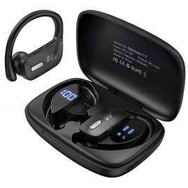 MetaTronics Wireless Bluetooth Earbuds with Microphone & EarHooks Portable Charging Case | IPX5 Waterproof Technology | Ideal for Music & Podcasts | Sports Earbuds