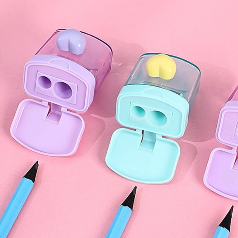Heart Pencil Sharpener with Container Coloured Sharpener with Tin Cute
