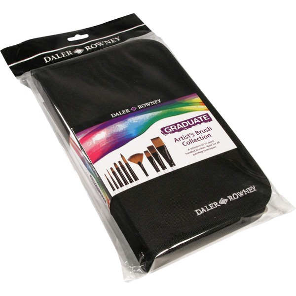 Daler Rowney Graduate Artists Brushes Pack of 10 with Zip up Travel Carry Case