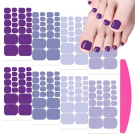 SILPECWEE 8 Sheets Lavender Nail Wraps for Toes Toe Nail Stickers Decals Toenail Polish Strips Gel Nail Strips Self Adhesive Toenails Polish Stickers Manicure Design with Nail File