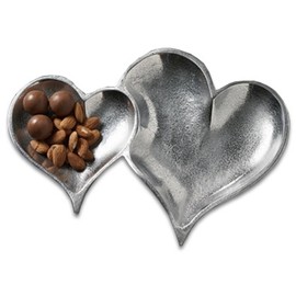 Dos corazones entrelazada Bandeja para servir con textura Aluminio 30,5 cm