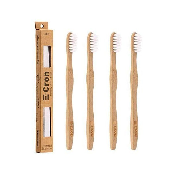 4 x Electric Cron Bamboo Tooth Brush (White) with Washable,