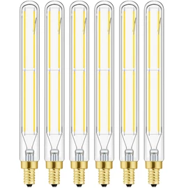 LEOOLS E12 LED Bulb Dimmable 6W Equal 60-75 watt Light Bulb,7.3 Inch Long Led Tubular Light Bulbs,4000K Daylight AC120V 750LM T6 E12 Candelabra Bulb 60 watt for Chandeliers.6Pack