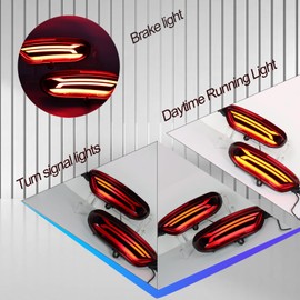 BINQIGOO LED Rear Bumper Reflector Lights Trim for Mazda CX-5 2017-2021 | Red Sequential Turn Signal,DRL & Brake Light | OEM KB8A-51-5M0C, KB8A-51-5L0C | MA1184108, MA1185108 Replacement (Red)