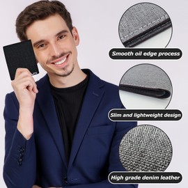 WisePoint Men's Slim Purse, Denim Fabric Men's Purse, Minimalist Wallet for Men, Men's Bifold Wallet, Small Purse for Teen Boys, Portable Credit Card Wallet, black, Minimalist
