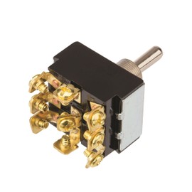NSI 78315TS Toggle Switch, Maintained Contact and Multiple Pole, On Off-On Circuit Function, 3PDT, Brass/Nickel Actuator, 15/10 amps at 125/250 VAC, Screws Connection