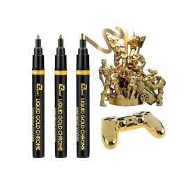 ZOET 2 SETS Liquid Gold Marker Paint Pens Outline/Fill Paper Wood Metal Glass Plastic
