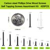 M3 Flat Head Wood Screws Assortment Fasteners Kit 420pcs,Phillips Drive