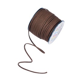 Fashewelry 98 Yards Micro Fibre Faux Suede Flat Cord 3x1.4mm Leather Lace Velvet Beading String Rope with Roll Spool for DIY Jewelry Craft Making (CoconutBrown)