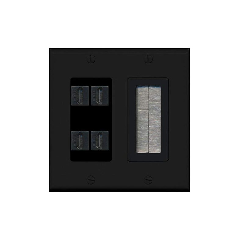 RiteAV - 4 Port HDMI + 1 Brush Wall Plate
