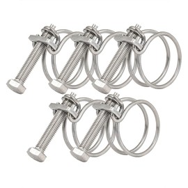 Double Wire Hose Clips Adjustable 201 Stainless Steel Hose Clamps 5PCS Double Wire Pond Hose Clips Plumbing Fastener for Pipeline,40-45mm/1.57-1.77inch