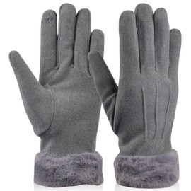 Women Winter Gloves,Ladies Warm Winter Gloves with Touch Screen Fingers Fleece Lined Soft Windproof Gloves for Outdoor Running Driving Cycling Hand Warmers Gift Glove for Woman Lady (Grey)