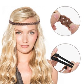 Lurrose 4 pieces elastic braided headbands double braided twisted hair bands braided head wraps for women girls (random colour)