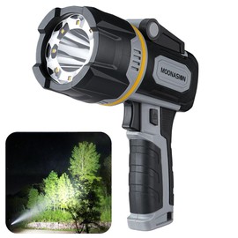 MOONASION Rechargeable Spotlight 100000 Lumen, Super Bright LED Spotlight Flashlight with COB Light & Foldable Stand, Long Lasting Large Handheld Spot Light for Boating Camping Boat Marine