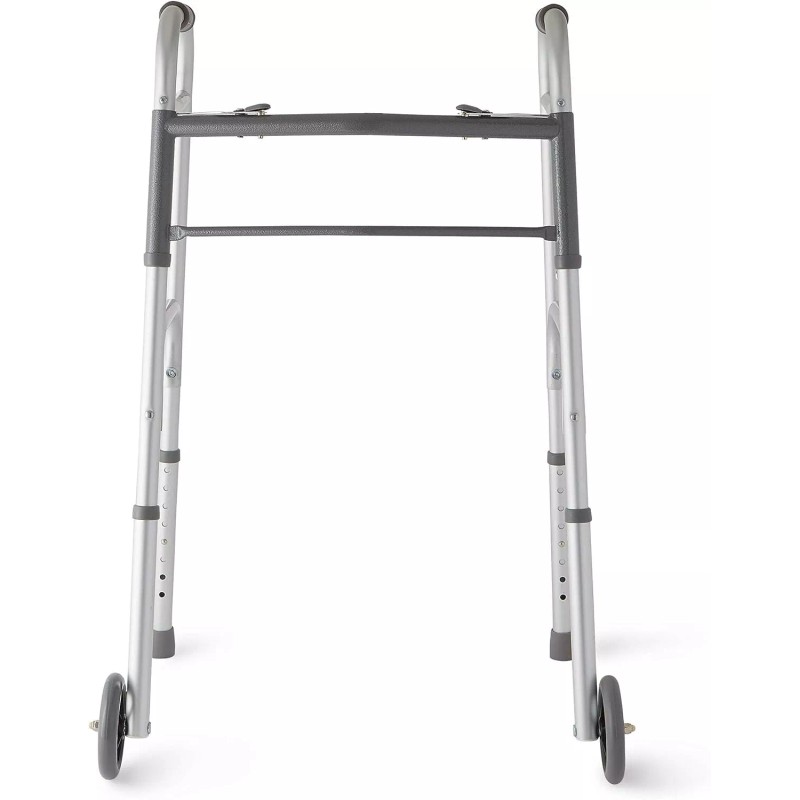 Guardian Deluxe 2-Button Folding Walker 5" Wheels 350 lbs Weight
