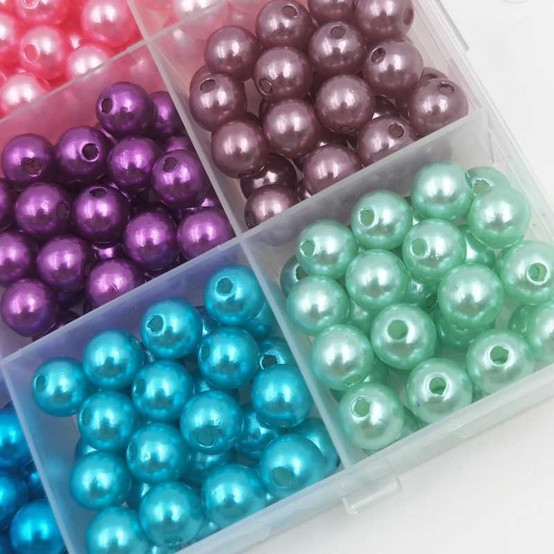 INSPIRELLE 900 pieces 8mm Pearl Beads 30 Colors Plastic Spacers