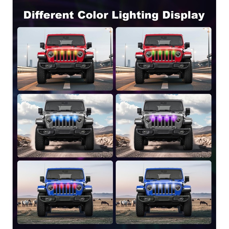 Grill Lights for Jeep Wrangler JL JLU Front Bumper Grille