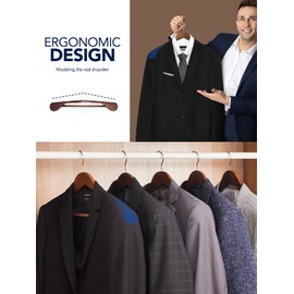 SMARTOR Wooden Suit Hangers, 12 Pack - Wide Shoulder Wood Coat Hangers with Non Slip Pants Bar, Wooden Hanger for Suits, Coats, Jacket, Wood Hangers As Heavy Coat Hangers Set Suit Hanger Set - Walnut