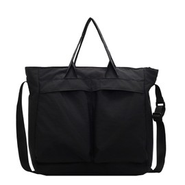 Macayda Handbag Women's Shoulder Bag Large Tote Bag Nylon Shopper Bag Zips Crossbody Bag for Work School Travel School, black