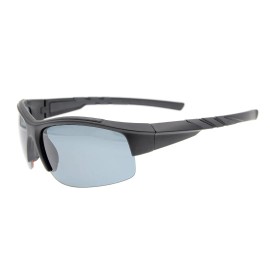 eyekeeper Half Rim TR90 Polarized Sport Sunglasses Men TH6226 - Black Blue Mirror, without magnification