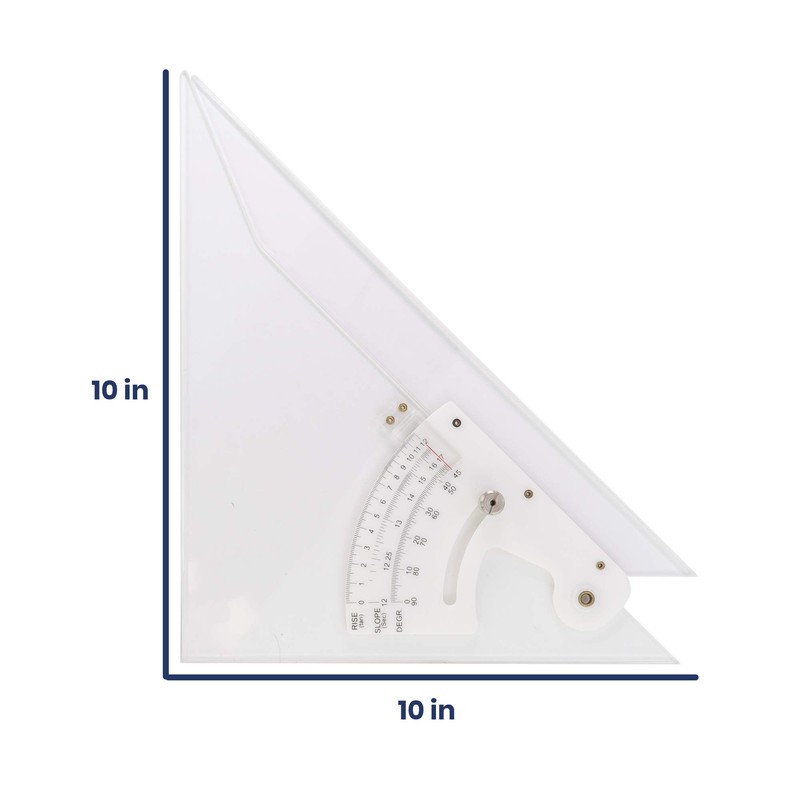 Pacific Arc Professional Adjustable Triangle Clear With Inking Edge 10"