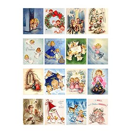 Decoupage Paper Pack (21 Sheets 6"x8") Little Angels FLONZ Vintage Styled Christmas Pictures Cards for Decoupage, Craft and Scrapbooking
