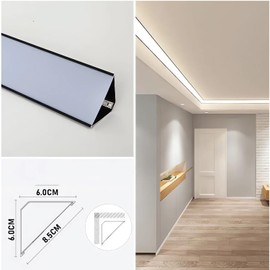 JARBIH Led Aluminum Profile for Ceiling Wall Decoration, 1M/3.3ft 6cmx6cm Top Corner Strip Line Luminous Ceiling Free Lamp Internal Channel Linear for Living Room Home (Gold, 5PACK)