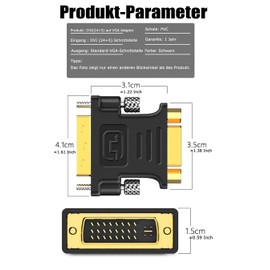 iHaospace DVI to VGA Adapter, 1080P DVI-I Male 24+5 Pin to VGA Female Converter, HD Video Graphics Card Adapter with Gold-Plated for PC HDTV Projector Pack of 2
