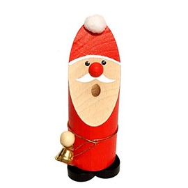 Hess Wooden Toy 40015 Smoker Made of Wood, Santa Claus with Bell, Approx. 13 cm, Decoration for Advent and Christmas Season from the Ore Mountains