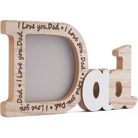 Dad Photo Frame – I Love You Dad Wooden Daddy Picture Frame – Fathers Day Gift, Daddy and Me Photo Frame, Gift for Birthday or Christmas