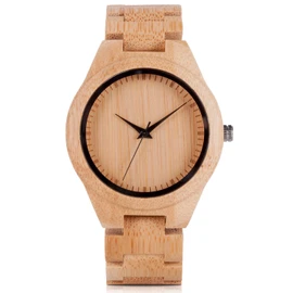 KINGNOW Bamboo Wristwatch, Women's, Wristwatch, Men's, Stylish, Lightweight, Japanese Quartz Watch, Birthday Gift, Christmas Gift, Anniversary, GD019-Mens, Bracelet Type