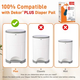 5 Pack Refills Compatible with DEKOR PLUS Diaper Pails | 20% Extra Length Diaper Pail Refill Bags Liners Holds 3480 Diapers | Ultimate Odor Control with Baby Scented