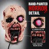Realistic Zombie Head Sculpture - Halloween Horror Decor with Glowing