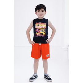 Hot Wheels Little Boys Tank Top and Shorts Outfit Set Black/Red 5