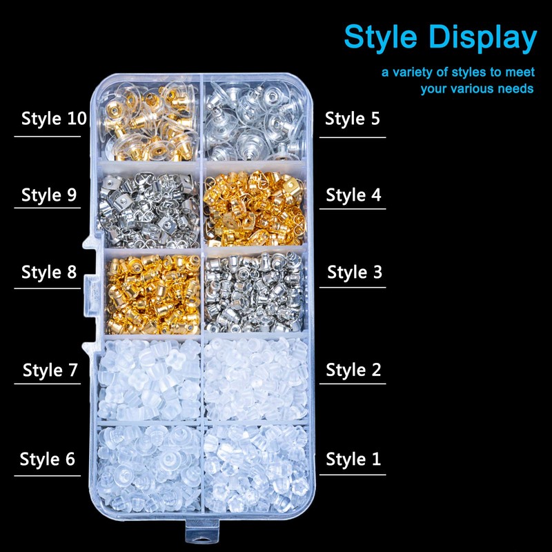 Vivixin 1080pcs Earring Backs, Safety Back Pads backstops Stopper, Clear