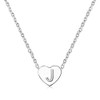 MiniJewelry Silver Initial J Letter Necklace Heart Pendant Necklace Alphabet